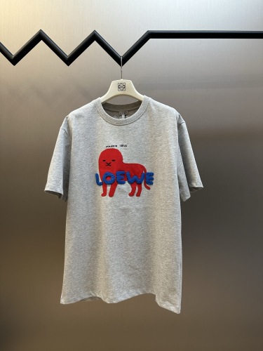 Loewe Fashion Toothbrush Embroidered Logo Little Monster Short Sleeve Couple Versatile Casual T-shirt