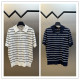 Prada Classic Embroidered Logo Striped Short Sleeve Knitted Polo Collar