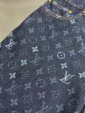 Louis Vuitton Classic Full Logo Printed Casual Versatile Denim Shorts