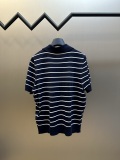 Prada Classic Embroidered Logo Striped Short Sleeve Knitted Polo Collar