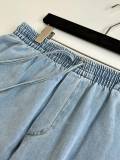 Loewe Fashion Embroidered Logo Water Washed Short Sleeve Shirt Couple Versatile Casual Jeans Set