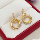 Cartier Classic Fashion Versatile Three Color Diamond Set Round Earrings