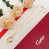Cartier Classic Fashion Versatile Silver Diamond Set Double Circular Pendant Necklace
