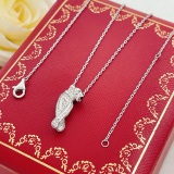 Cartier Couple Classic Fashion Versatile Silver Diamond Leopard Necklace