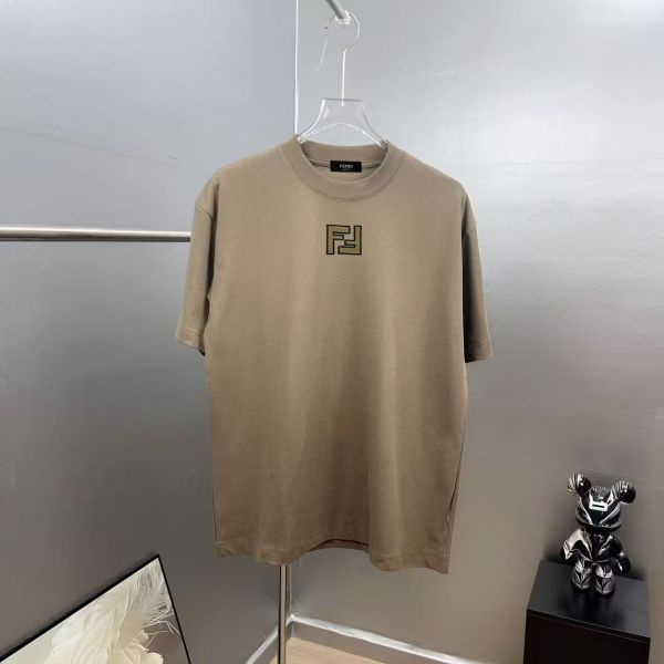 Fendi 26SS Fashion Embroidery FF T-shirt Unisex Casual 7A Antibacterial Short Sleeve