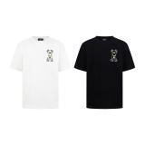 Fendi Fashion Personalized Embroidery Dog Round Neck T-shirt Unisex Casual Loose Short Sleeve