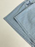 Louis Vuitton Fashion Embroidered Logo Water Washed Short Sleeve Shirt Couple Versatile Casual Denim Shorts Set
