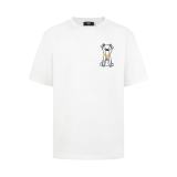 Fendi Fashion Personalized Embroidery Dog Round Neck T-shirt Unisex Casual Loose Short Sleeve