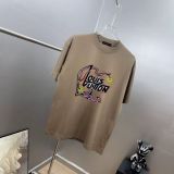 Louis Vuitton 26SS Fashion Logo Printed T-shirt Unisex Casual 7A Antibacterial Short Sleeve