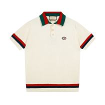 Gucci Fashion Embroidery Double G Knitted Collar Short Sleeve Polo Shirt