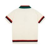 Gucci Fashion Embroidery Double G Knitted Collar Short Sleeve Polo Shirt