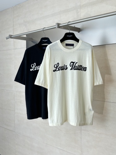 Louis Vuitton 26SS Fashion Contrast Logo Jacquard Knitted Round Neck Short Sleeve