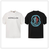 Moncler Classic Logo Printed T-shirt Unisex Casual Loose Short Sleeve
