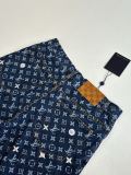 Louis Vuitton 26SS High Street Embroidered Flower Short Sleeve Denim Shirt Couple Casual Versatile Denim Shorts Set
