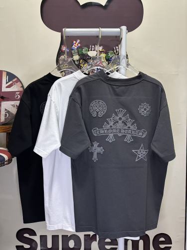 Chrome Hearts 26SS Fashion Embroidered Cross T-shirt Unisex Casual Loose Short Sleeve