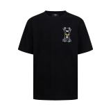 Fendi Fashion Personalized Embroidery Dog Round Neck T-shirt Unisex Casual Loose Short Sleeve