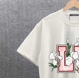 Louis Vuitton 26SS Fashion Logo Flower Printed T-shirt Unisex Casual Loose Short Sleeve