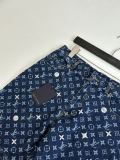 Louis Vuitton 26SS High Street Embroidered Flower Short Sleeve Denim Shirt Couple Casual Versatile Denim Shorts Set