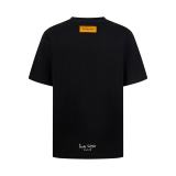 Louis Vuitton Fashion Personalized Embroidered Logo Round Neck T-shirt Unisex Casual Loose Short Sleeve