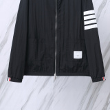 Thom Browne Couple Classic Four Bar Stripe Thin Sunscreen Coat