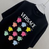 Versace Fashion Logo Printed Round Neck T-shirt Unisex Casual Versatile Short Sleeve