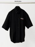 Balenciaga Coupe Classic Cola Logo Printed Oversize Short Sleeve Shirt
