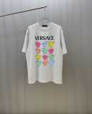 Versace Fashion Logo Printed Round Neck T-shirt Unisex Casual Versatile Short Sleeve