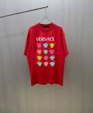 Versace Fashion Logo Printed Round Neck T-shirt Unisex Casual Versatile Short Sleeve