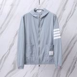 Thom Browne Couple Classic Four Bar Stripe Thin Sunscreen Coat