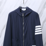 Thom Browne Couple Classic Four Bar Stripe Thin Sunscreen Coat