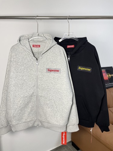 Supreme Couple Classic Fashion Embroidery Logo Zip Hooded Sweatshirt