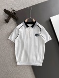Dior 26SS Fashion Embroidered Logo Knitted Short Sleeve Color Contrasting Polo Shirt
