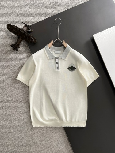 Moncler 26SS Fashion Embroidered Logo Knitted Short Sleeve Color Contrasting Polo Shirt