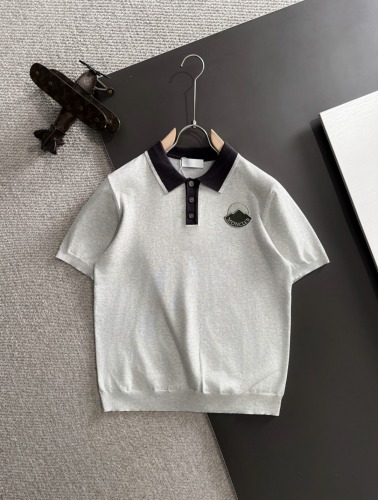 Moncler 26SS Fashion Embroidered Logo Knitted Short Sleeve Color Contrasting Polo Shirt