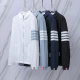 Thom Browne Couple Classic Four Bar Stripe Thin Sunscreen Coat