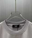 Fendi Fashion Logo Printed Round Neck T-shirt Unisex Casual Washed Short Sleeve