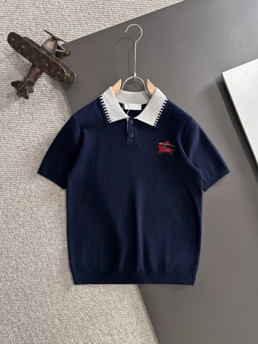 Burberry 26SS Fashion Embroidered War Horse Knitted Short Sleeve Color Contrasting Polo Shirt