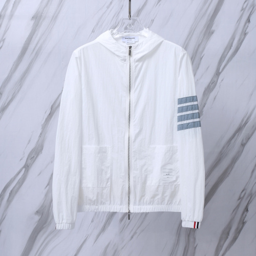 Thom Browne Couple Classic Four Bar Stripe Thin Sunscreen Coat