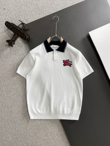 Burberry 26SS Fashion Embroidered War Horse Knitted Short Sleeve Color Contrasting Polo Shirt