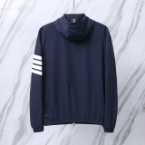 Thom Browne Couple Classic Four Bar Stripe Thin Sunscreen Coat