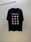 Versace Fashion Logo Printed Round Neck T-shirt Unisex Casual Versatile Short Sleeve