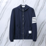 Thom Browne Couple Classic Four Bar Stripe Thin Sunscreen Coat