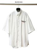 Balenciaga Coupe Classic Cola Logo Printed Oversize Short Sleeve Shirt