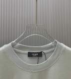 Fendi Fashion Logo Printed Round Neck T-shirt Unisex Casual Washed Short Sleeve
