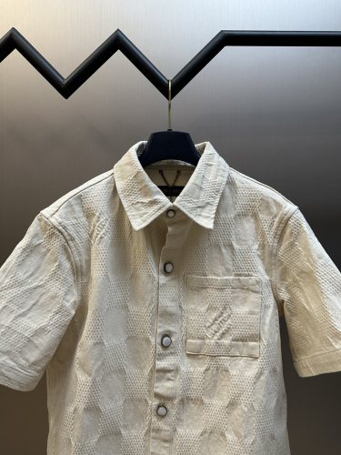 Louis Vuitton 26SS Fashion 3D Chessboard Casual Versatile Short Sleeve Shirt
