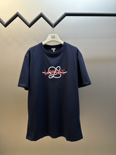 Loewe Fashion Embroidered Logo T-shirt Unisex Casual Loose Short Sleeve
