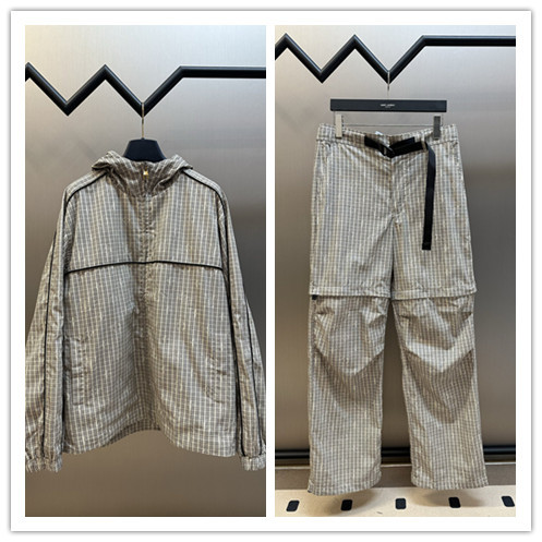 Louis Vuitton Fashion Classic Checkered Windproof Jacket Versatile Casual Pants Set