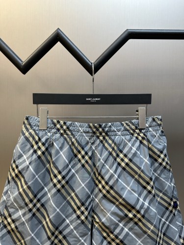 Burberry Fashion Blue Grey Checkered Shorts Couple Versatile Casual Shorts