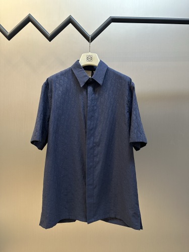 Dior Fashion Dark Pattern 3D Jacquard Logo Short Sleeve Shirt