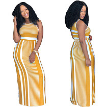 SYA8254 casual yellow striped long maxi dress women